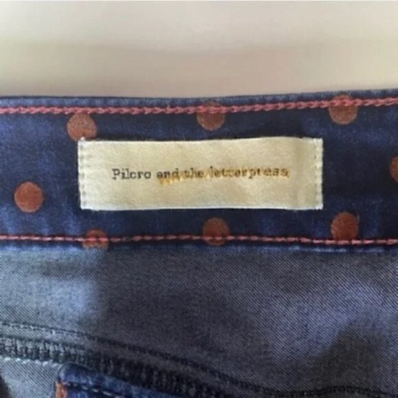 Anthropologie PILCRO blue jean polkadot skirt - Picture 3 of 6